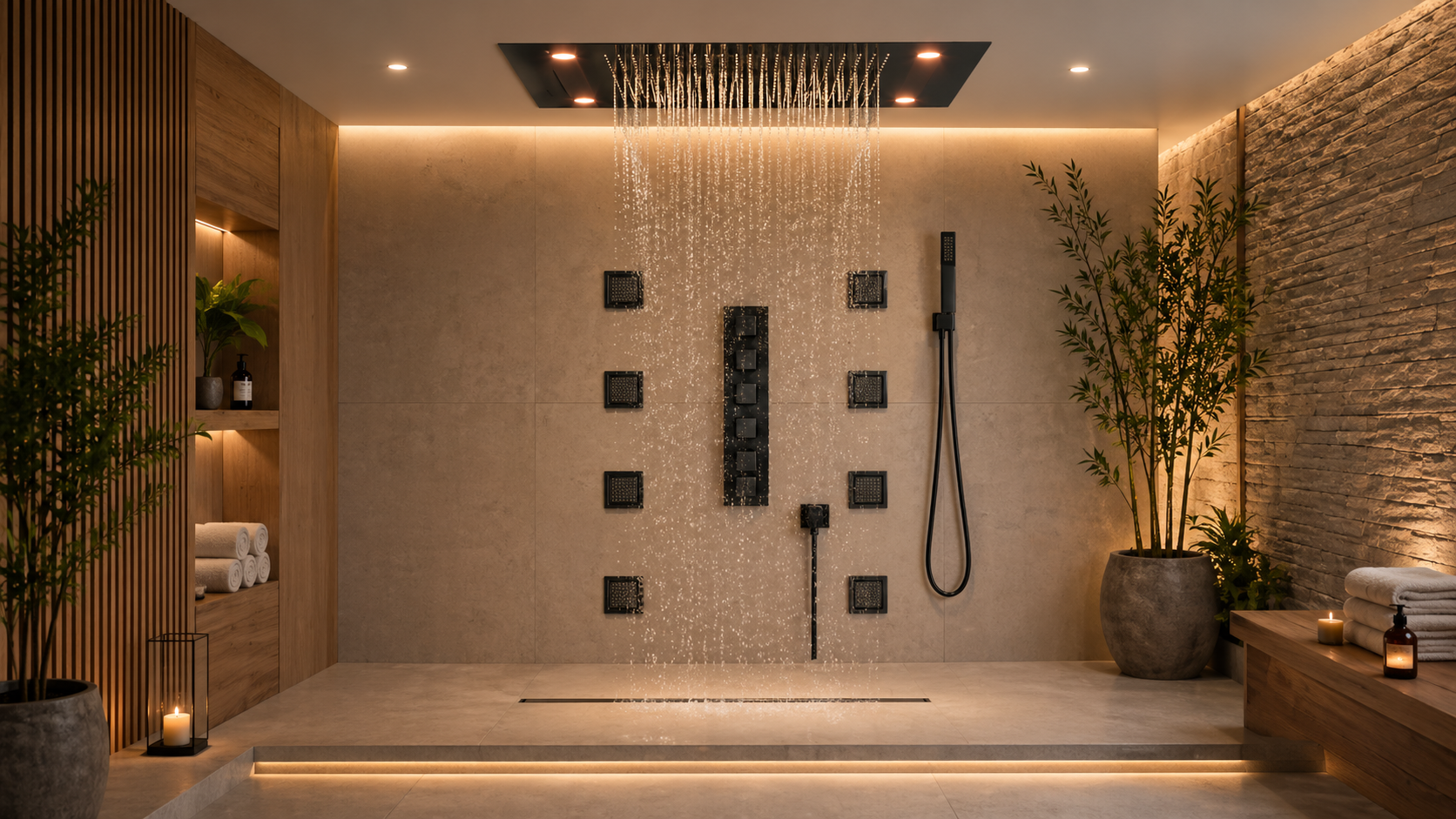 Fontana LED Rainfall Shower System with Body Jets